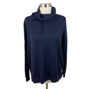 Icebreaker NOVA Navy Blue Drawstring Cowl Neck Merino Wool Sweater XS Oversized